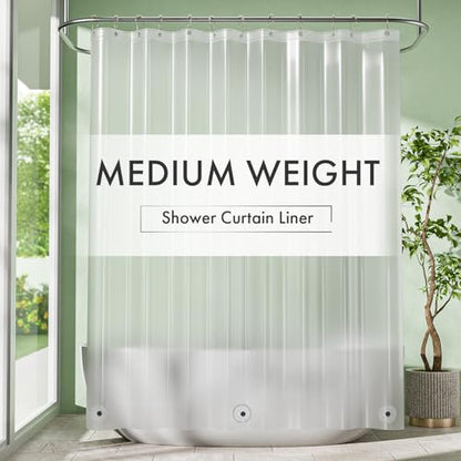 Frosted Shower Curtain Liner, 72x78 Plastic Shower Liner PEVA Medium Weight Inside Shower Curtain for Bathroom with Rustproof Grommets - color: Frosted, size: 72"W x 78"L (Pack of 1)