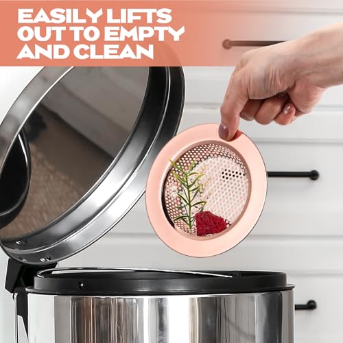 2 Pcs Sink Strainer Stainless Steel Kitchen Sink Drain Strainer Basket Cover Mesh Hair Food Catcher, Large Wide Rim of 4.4 Diameter(Rose Gold) - color: Rose Gold