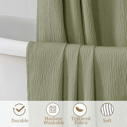 Aiyufeng Fabric Green Long Shower Curtain for Bathroom, 3D Textured Pattern Shower Curtain Hotel Spa Quality, Boho Bathroom Curtain Modern Style Soft Cloth Luxury, Machine Washable,72x84 Inches - color: Green, size: 72"W x 84"L (Pack of 1)