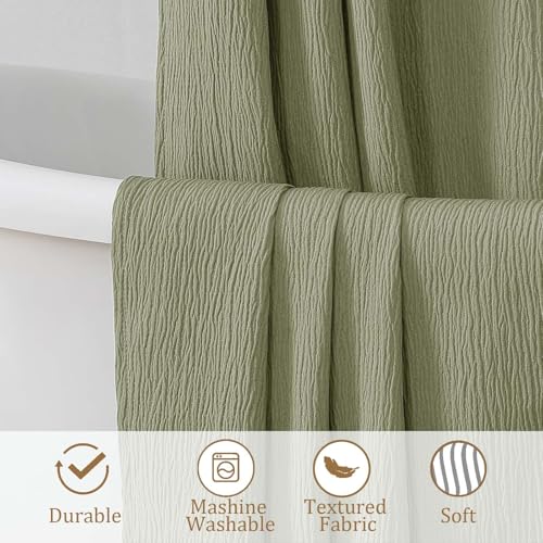 Aiyufeng Fabric Green Extra Long Shower Curtain for Bathroom, 3D Textured Shower Curtain 96 Inch Long Soft Cloth & Hotel Spa Quality, Large Hotel Bathroom Curtain Boho Style, 72x96 Inches - color: Green, size: 72"W x 96"L (Pack of 1)