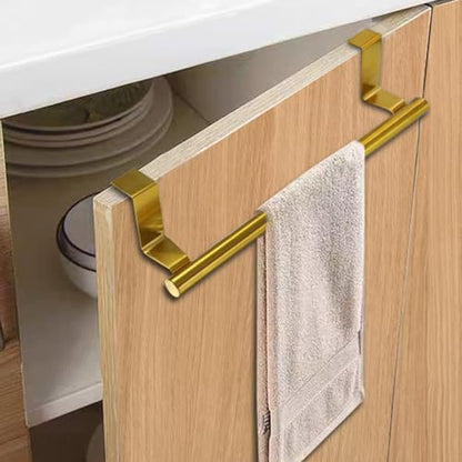 2 Pack Gold 9 Inch Towel Holder for Kitchen Bathroom | Stainless Steel, Bathroom Towel Bar, Hand Towel Rack, Over Cabinet Door, For Kitchen Bathroom - color: Gold