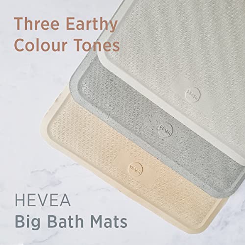 HEVEA Natural Rubber Wave Bath Mat – Long 28 × 16 in - Non-Slip Shower & Bathtub Mat with 388 Suction Cups, Plastic-Free & Biodegradable (Granite) - color: Granite, size: 15.5" x 27.6" (Wave Long)
