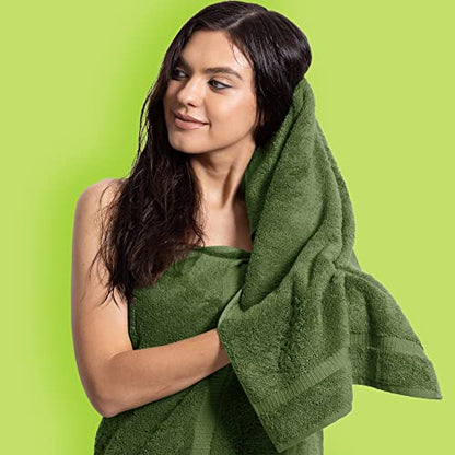 Chakir Turkish Linens Personalized 3 Piece Towel Set, 100% Cotton Luxury Turkish Towels for Bathroom, Soft Absorbent Towel Set with Bath Towel Hand Towel and Washcloth, Moss - color: Moss