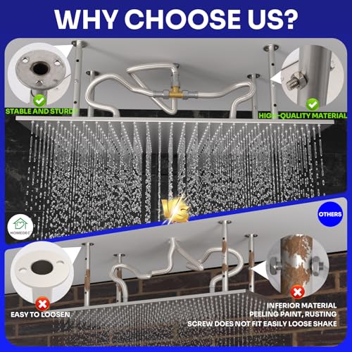 16" x 32" Luxury High Pressure Rain Shower Head, Ceiling Mount Rectangle Rainfall Showerhead with Silicone Nozzles Full Body Fixed Showerheads For Modern Bathroom, Brushed Nickel Plated Finish - color: Brushed Nickel, style: Rainfall(One Function)