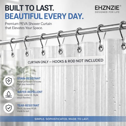 EHZNZIE Crystal Clear Shower Curtain Liner 60x72, PEVA Waterproof Bath Curtain, No Chemical Smell, Weighted Magnets, Durable with 10 Rustproof Metal Grommets - color: Clear, size: 60"W x 72"L (Pack of 1)