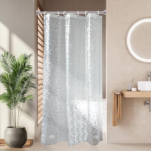 AooHome 36x72 Inch Stall Size Shower Curtain Liner, EVA Shower Curtain 3D Pebble Pattern with 3 Bottom Magnets, Heavy Duty, Water Repellent, Semi Transparent - color: Semi Transparent, size: 36"W x 72"L (Pack of 1)