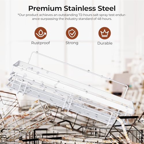Orimade Adhesive Shower Caddy Soap Dish Holder Shelf with 5 Hooks Bathroom Organizer Basket Kitchen Storage Rack Wall Mounted No Drilling Stainless Steel - 3 Pack, White - color: White - 3 Pack
