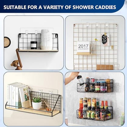 Shower Caddy Adhesive Replacement Hooks, Strong Waterproof Strips, No Drilling for Bathroom Shelves, Kitchen Racks, and Soap Holders (Transparent-4 Pack 3 Hook) - color: Transparent-4 Pack 3 Hook