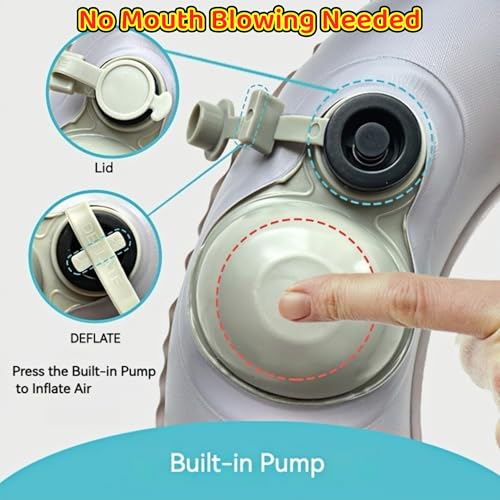 Inflatable Travel Toilet Seat Riser, Portable Toilet Seat Cushion with Suction Cups for Travel, RV, Camping - Comfortable Potty Seat (Light Grey)