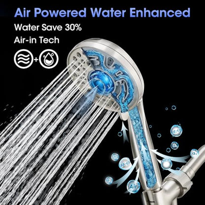 Shower Head with Handheld, High Pressure 10 Spray Built-in Pause & Power Wash, Anti-clog Nozzles, Detachable Hand Held Showerhead with Leakproof Stainless Steel Hose&Adjustable Bracket Brushed Nickel - color: Brushed Nicekl