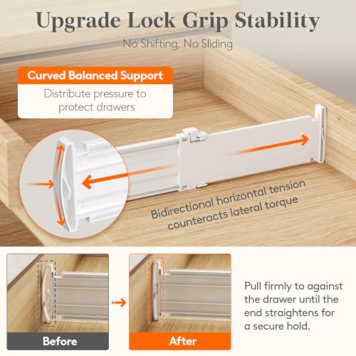 Lifewit 3.2" High Drawer Dividers for Clothes, Adjustable Drawer Organizers | 10.5"-16.5" Expandable Plastic Separator for Dresser, Kitchen, Cabinet, Closet, Nursery, Socks & Underwear Storage, 4 Pack - size: 3.2"H, 10.5-16.5"L