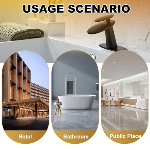 Matte Black Waterfall Bathroom Sink Faucet and Pop Up Drain Assembly - color: Matte Black, size: Short Body