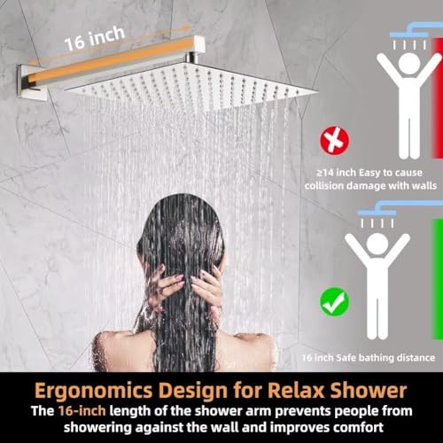 Shower Faucet Set Brushed Nickel Bathroom Rainfall 10 Inch Shower Head System Single Handle Shower Trim Kit with Valve - color: Brushed Nickel, size: 10 Inch (Wall Mount)