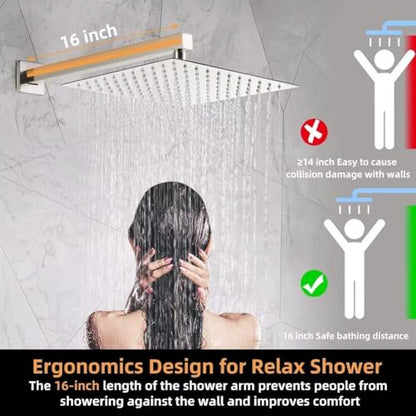 Shower Faucet Set Brushed Nickel Bathroom Rainfall 10 Inch Shower Head System Single Handle Shower Trim Kit with Valve - color: Brushed Nickel, size: 10 Inch (Wall Mount)