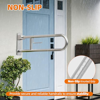 SPECILITE Heavy Duty Toilet Grab Bar 29.5 in, 440 Lbs Load Capacity | Anti-Slip Flip up Handicap Safety Rails for Shower, Wall Mount Support Handrails for Elderly, Disabled, Pregnant