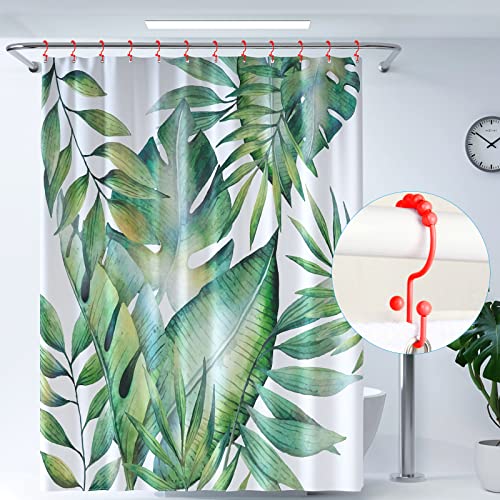 Shower Curtain Hooks,304 Stainless Steel Shower Rings for Bathroom,Double Glide Shower Hooks for Bathroom Shower Curtain Rods Curtains,Set of 12 Hooks,Red（Shower Curtain Hooks Style A ） - color: Red（shower Curtain Hooks Style a ）