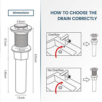 REGALMIX Vessel Sink Drain, Bathroom Faucet Vessel Sink Pop Up Drain Stopper Without Overflow Brushed Nickel, Built-in Anti-Clogging Strainer,Fits Standard American Drain Hole1-1/2 to 1-3/4",R085B-BN - color: Brushed Nickel, size: Without Overflow