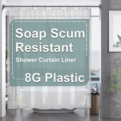 AmazerBath Plastic Shower Curtain 84 Inches Long, 72 x 84 Clear Weighted Extra Long Shower Curtain, PEVA Heavy Duty Tall Bathroom Curtains with 3 Big Clear Weighted Stones and 12 Grommet Holes - color: 8g Clear, size: 72"W x 84"L (Pack of 1)
