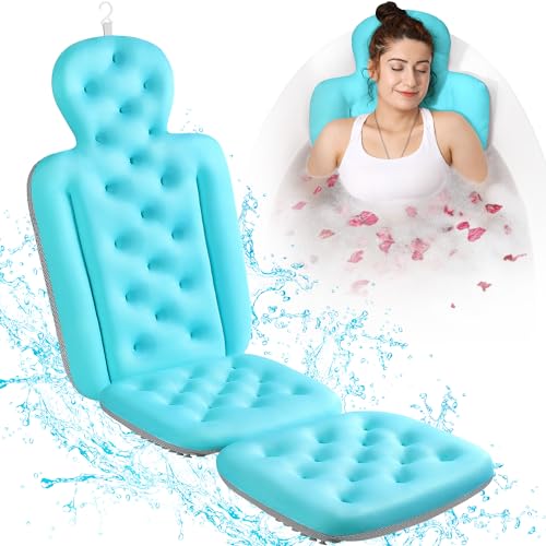 Full Body Bath Pillow for Bathtub, Thick Bathtub Cushion, Luxury Tub Pillow for Bath for Headrest Neck and Back Support Ocean Blue 56" x 16" - color: Ocean Blue, size: 56" X 16"
