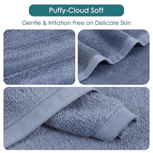 Baby Washcloths 12 Pack,Super Soft Face Towels,10''x10'',White+Slate Blue | 100% Viscose,Gently Wash Face and Body,Skin Friendly,Easy Rinsed,Hanging Loop,Quick Dry,Newborn Kid Toddler Bath Shower Gift - color: White & Slate Blue, size: 10x10 inch-12 Pack