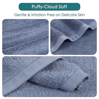 Baby Washcloths 12 Pack,Super Soft Face Towels,10''x10'',White+Slate Blue | 100% Viscose,Gently Wash Face and Body,Skin Friendly,Easy Rinsed,Hanging Loop,Quick Dry,Newborn Kid Toddler Bath Shower Gift - color: White & Slate Blue, size: 10x10 inch-12 Pack