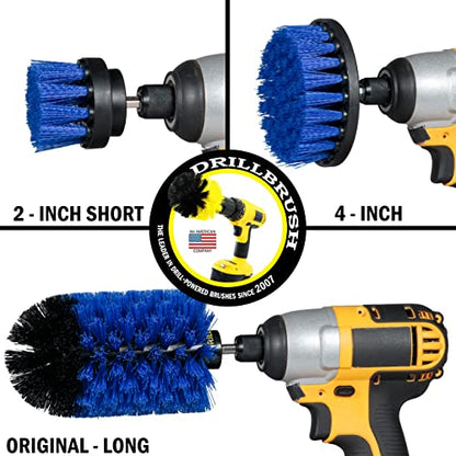 Blue Medium Stiffness Boat Brush Cleaning Set - Pool Liner Cleaning Tools Supplies - Pool Cleaner - Professional Aquarium Cleaner Set - Car Wash Detailing and Scrubbing Brush Kit – Boat Scrubber - color: Blue