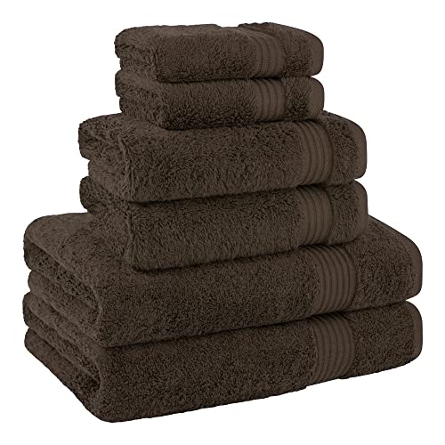 Cotton Paradise 100% Cotton Turkish Towel Set, Soft Absorbent Quick Dry, 6 Piece Towel Set, Chocolate Brown - color: Chocolate Brown, size: (27"x54") +( 16"x28") + (13"x13")