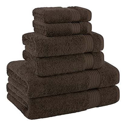 Cotton Paradise 100% Cotton Turkish Towel Set, Soft Absorbent Quick Dry, 6 Piece Towel Set, Chocolate Brown - color: Chocolate Brown, size: (27"x54") +( 16"x28") + (13"x13")