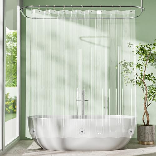 Clear Shower Curtain Liner, 72x65 Plastic Shower Liner PEVA Medium Weight Inside Shower Curtain for Bathroom with Rustproof Grommets - color: Clear, size: 72"W x 65"L (Pack of 1)