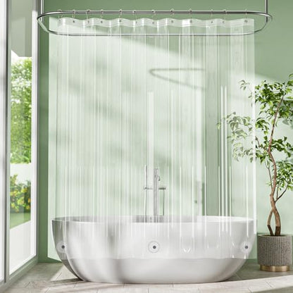 Clear Shower Curtain Liner, 72x65 Plastic Shower Liner PEVA Medium Weight Inside Shower Curtain for Bathroom with Rustproof Grommets - color: Clear, size: 72"W x 65"L (Pack of 1)