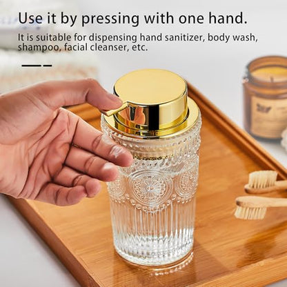 Foaming Hand Soap Dispenser,Glass Foam Soap Dispenser,Refillable Liquid Soap Dispenser,Lotion Dispenser(A4-1-US) - color: Clear, size: Large