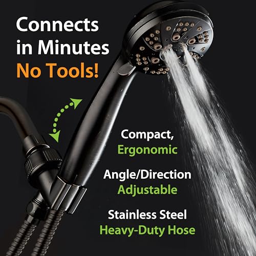 AquaDance High Pressure Luxury 6-mode Spiral Ergonomic Handheld Shower Head | Anti-clog Jets, Premium Stainless Steel Hose & Adjustable Bracket for the Ultimate Shower Spa Experience! / Bronze - color: Oil Rubbed Bronze, size: 1.8 Gallon Per Minute, style
