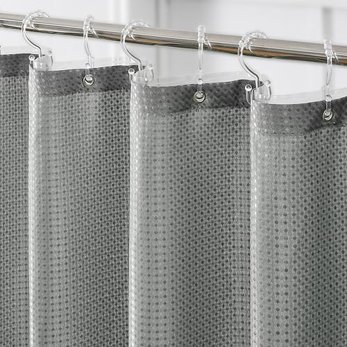 QiyI 3 in 1 Waffle Shower Curtain Set with Liner, Grey, 72 x 84 | Shower Curtain and Liner Set with Hooks, Waterproof Bathroom Curtain with PEVA Liner & 12 Double Sided Clear Plastic Rings - color: Grey, size: 72"W x 84"L (Pack of 1)