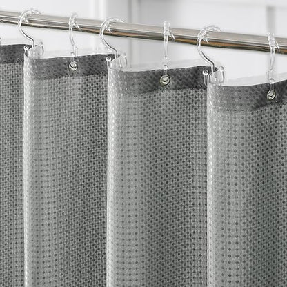 QiyI 3 in 1 Waffle Shower Curtain Set with Liner, Grey, 72 x 84 | Shower Curtain and Liner Set with Hooks, Waterproof Bathroom Curtain with PEVA Liner & 12 Double Sided Clear Plastic Rings - color: Grey, size: 72"W x 84"L (Pack of 1)