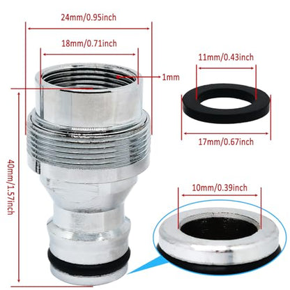 1pcs Brass Faucet Tap Quick Connector Adapter Kit,18mm Female Thread x 1mm Pitch Connector,Universal Faucet Adapter for Washing Machine And Pressure Washer(Silver) - size: 18mm Female Thread x 1mm