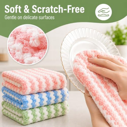 10 Pack Mircofiber Dish Cloths, Upgrade Kitchen Dish Rags, Reusable Cleaning Cloths, Kitchen Washcloths Towels, Lint Free/Absorbent/Nonstick Oil Kitchen Rags, 10''x10'' (Pink) - color: Pink, size: NEW 10 x 10 Inch - 10PCS