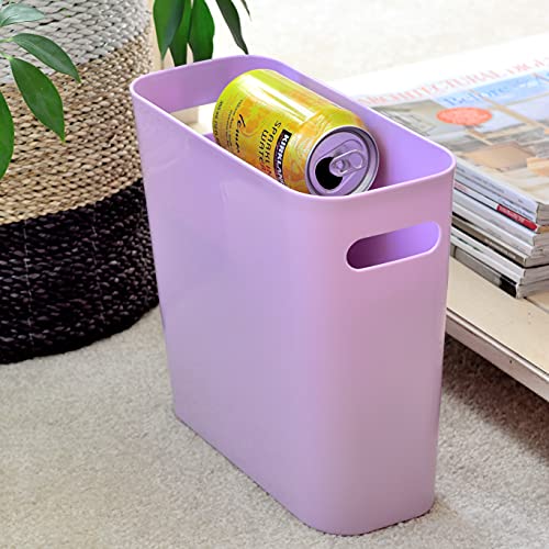 Youngever 1.5 Gallon Slim Trash Can, Plastic Garbage Container Bin, Small Trash Bin with Handles for Home Office, Living Room, Study Room, Kitchen, Bathroom (1 Pack Purple) - color: Purple