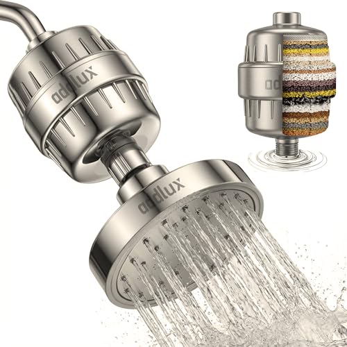 Filtered Shower Head for Hard Water – Luxury 20 Stage High Pressure Shower Filter with Real Stainless Steel Shower Head & Brushed ABS Stainless Steel Body, Reduces Heavy Metals - style: 20 Stage Shower Filter,