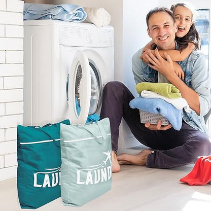 2 Pcs Large Travel Laundry Bag Washable Waterproof Wet Bag Dirty Clothes Bag Swimsuit Workout Bag for Gym Clothes Laundry Wet Clothes Swimming Pool Yoga College Dorm (Blue+Grey) - color: Blue+Grey