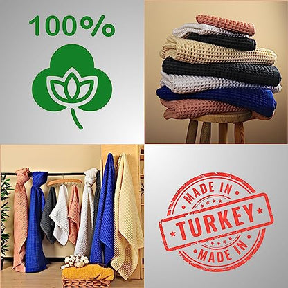 PÜSKÜL - Waffle Weave Bath Towel Organic 100% Turkish Cotton Ring Yarn 32X63 Inches 1-Pack | Stone White, 32x63" Bath Sheet Towel, Soft Absorbent Quick-Dry Lint-Free Premium Honeycomb Weave Oeko-Tex Made in Turkiye
