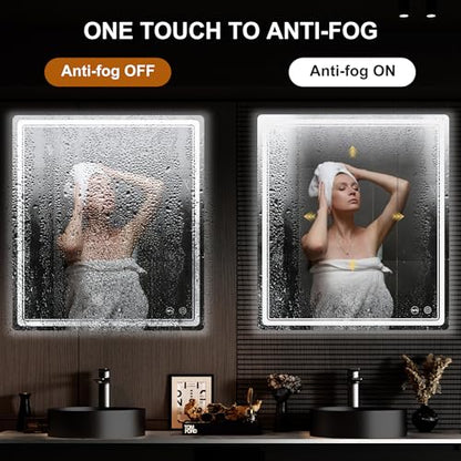 LED Bathroom Mirror with Lights, Anti-Fog, Dimmable, Lighted Bathroom Vanity Mirror for Wall, UL-Certified (36 x 32) - size: 36"L x 32"W