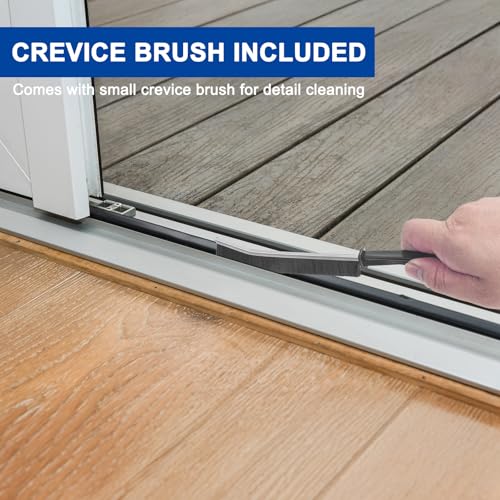 KeFanta Deck Brush with 56" Long Handle, 2 in 1 Floor Scrub Brush | Stiff Bristle Outdoor Scrubber Brush for Patio Cleaning Concrete Boat Garage Bathroom Kitchen Wall Shower