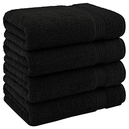 Cotton Paradise 100% Cotton Turkish Towel Set, Soft Absorbent Quick Dry, 4 Piece Bath Towel Set, Coal Black - color: Coal Black, size: 27"x54"