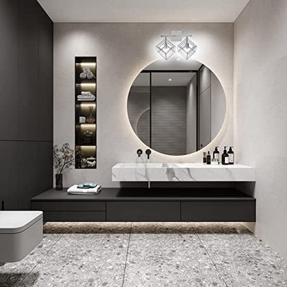 Bathroom Vanity Light with 2 Bulbs Bathroom Light Fixtures Over Mirror with 2 Rotatable Cube Shades Modern Wall Mounted Silver Brushed Nickle - color: Brushed Nickel, size: 2-Lights ( 16" Width )