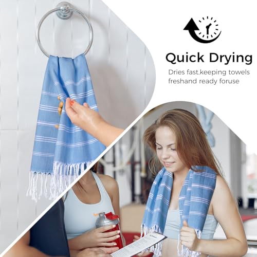 cabanana Hand Towels for Bathroom - 2-Pack,20x30 Inch-100% Cotton,Turkish Bathroom Hand Towels,Super Absorbent & Quick-Dry Soft for Bath, Kitchen, Spa, Face, Hair, Dishcloth (Blue) - color: Blue 20x30