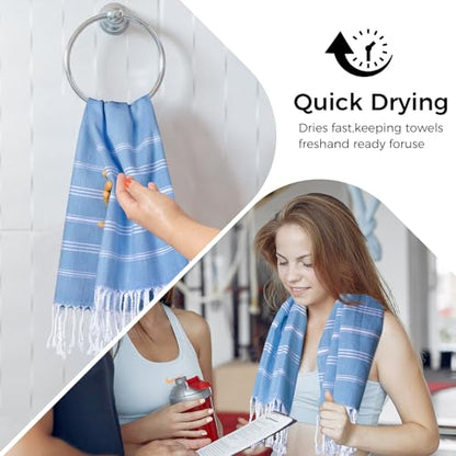 cabanana Hand Towels for Bathroom - 2-Pack,20x30 Inch-100% Cotton,Turkish Bathroom Hand Towels,Super Absorbent & Quick-Dry Soft for Bath, Kitchen, Spa, Face, Hair, Dishcloth (Blue) - color: Blue 20x30