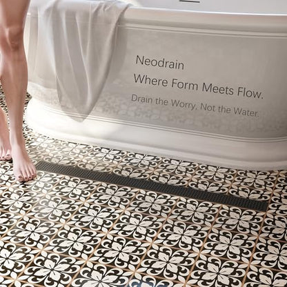 Neodrain 40" Linear Shower Drain, Matte Black 304 SS Bathroom Linear Drain | Black Shower Drain with Quadrato Grate& Adjustable Feet, Long Rectangle Shower Floor Drain in Bathroom, Balcony etc, cUPC - color: Matte Black, size: 40 In