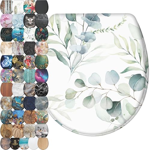 Sanilo Wooden Toilet Seat with Quick Release & Soft Close [ROUND] - Decorative & Slow Close Molded Wood Seat - With One Click for Easy Installation & Cleaning - With Adjustable Fit (Eucalyptus) - color: Eucalyptus