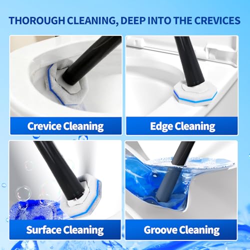 2 Pack Disposable Toilet Brush and Holder Set,Extended Handle with 72 Cleaner Refills Toilet Brush for Toilet Bowl Cleaners,Bathroom Cleaning, Bathtub.Disposable Toilet Cleaning System - style: 2 Pack Toilet Brush+72 refills