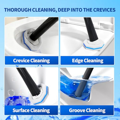 2 Pack Disposable Toilet Brush and Holder Set,Extended Handle with 72 Cleaner Refills Toilet Brush for Toilet Bowl Cleaners,Bathroom Cleaning, Bathtub.Disposable Toilet Cleaning System - style: 2 Pack Toilet Brush+72 refills